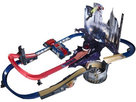 Детская игрушка Majorette Большой интерактивный трамплин Spider Man-3 с машинкой