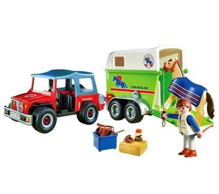 Детская игрушка Playmobil Джип с фургоном для лошадей