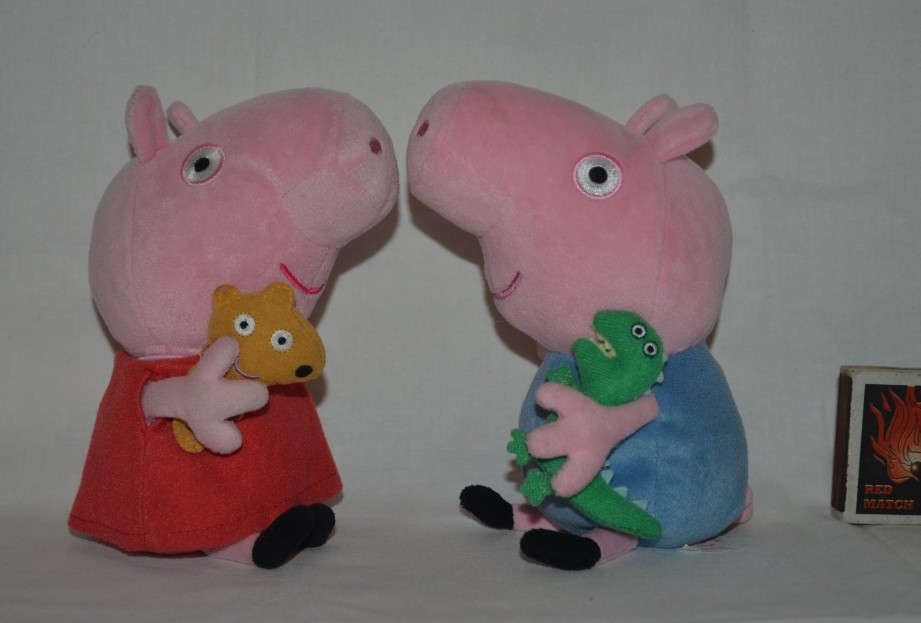Фирменные peppa pig свинка пеппа и братик джордж мягкие с любимым тедди и динозавром фото №1