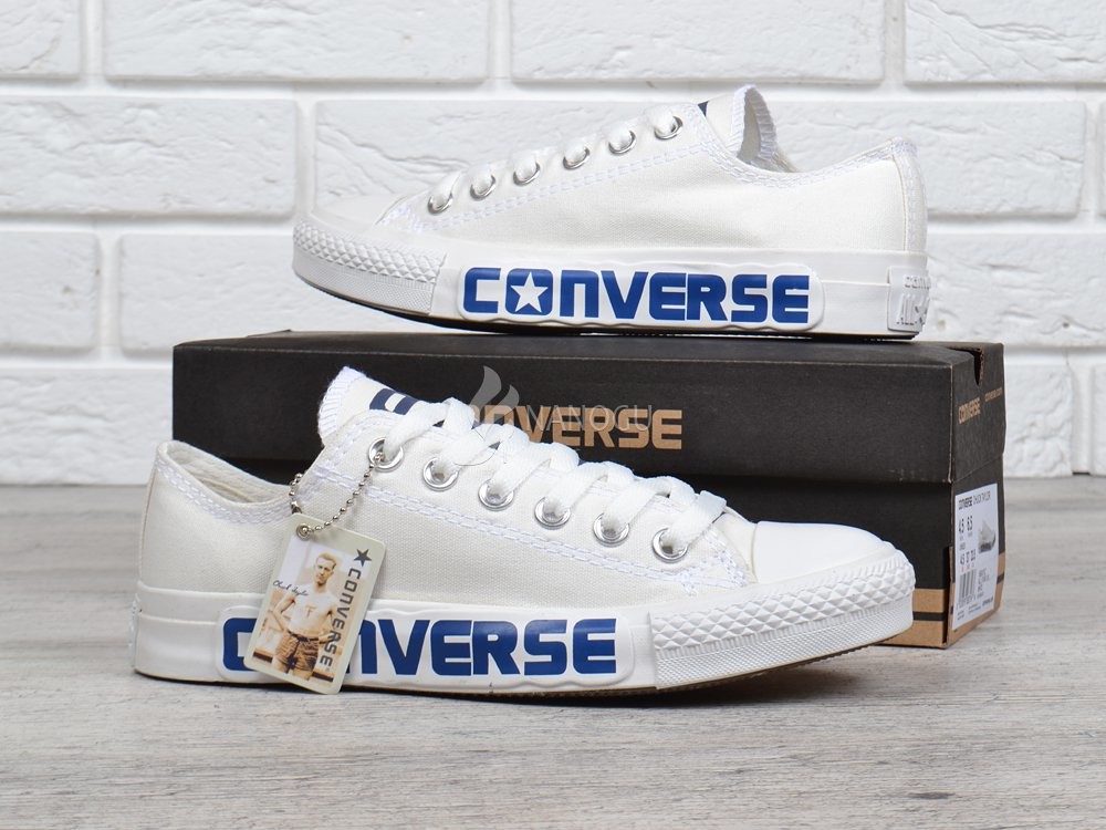 Оригинал кеды converse all star chuck taylor белые с синей надписью фото №1