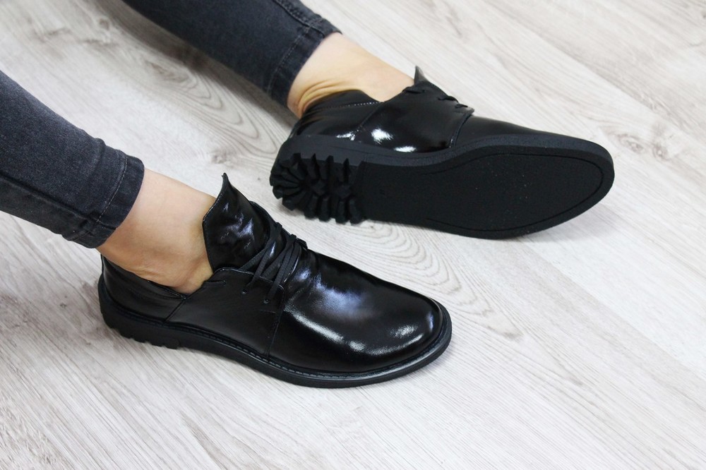 Туфли кожаные черные женские