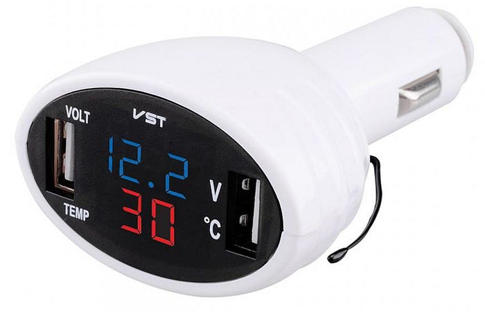 Цифровой авто термометр с вольтметром vst-708 фото №1