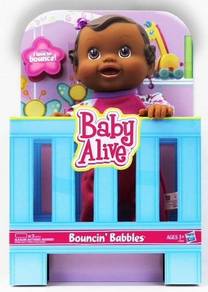 Baby alive интерактивная кукла пупс в манеже афро-американка bouncin' babbles doll фото №1