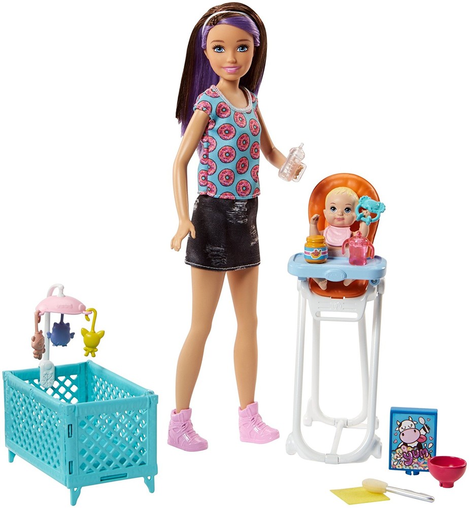 Barbie fhy98 барби сестры шкипер няня уход за младенцем skipper babysitters inc. doll and feeding фото №1