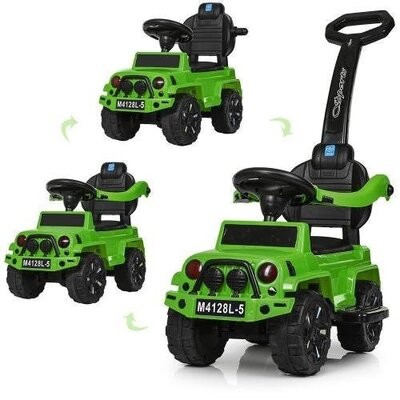 Каталка толокар, машина с родительской ручкой Bambi 4128L 5 музыкальная, 2 цвета