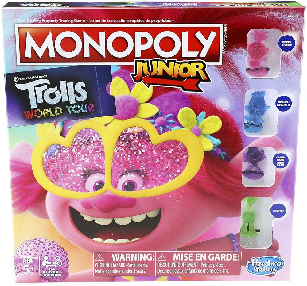 Hasbro настольная игра монополия тролли мировой тур e7496 monopoly junior trolls world tour фото №1