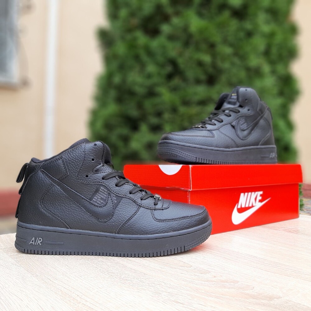 Зимові чоловічі на меху nike air force 1 ' 82 , чорні, 41-46р фото №1