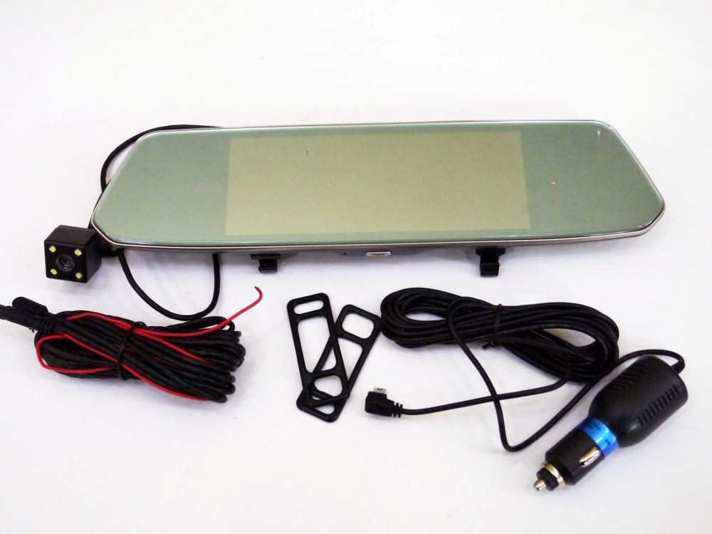 Dvr l1007 full hd зеркало с видео регистратором с камерой заднего вида. 7" сенсорный экран фото №1