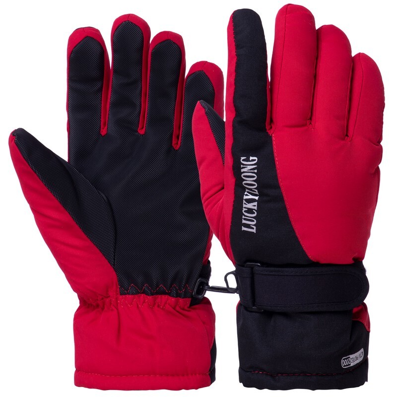 Перчатки горнолыжные женские zelart snow gloves 9997: размер l black-red фото №1