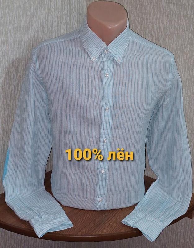 Шикарная льняная рубашка massimo dutti в полоску, оригинал, молниеносная отправка фото №1