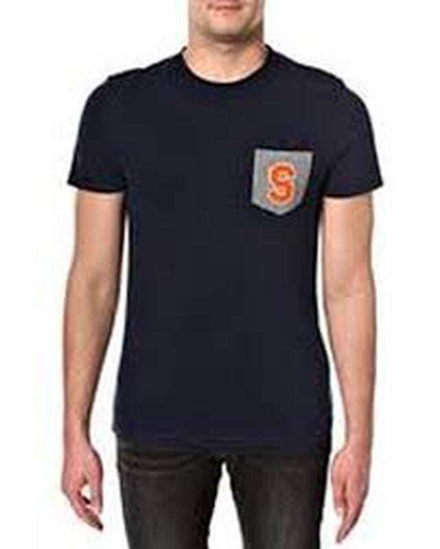 Стильная футболка темно-синего цвета superdry с карманом на груди made in india фото №1