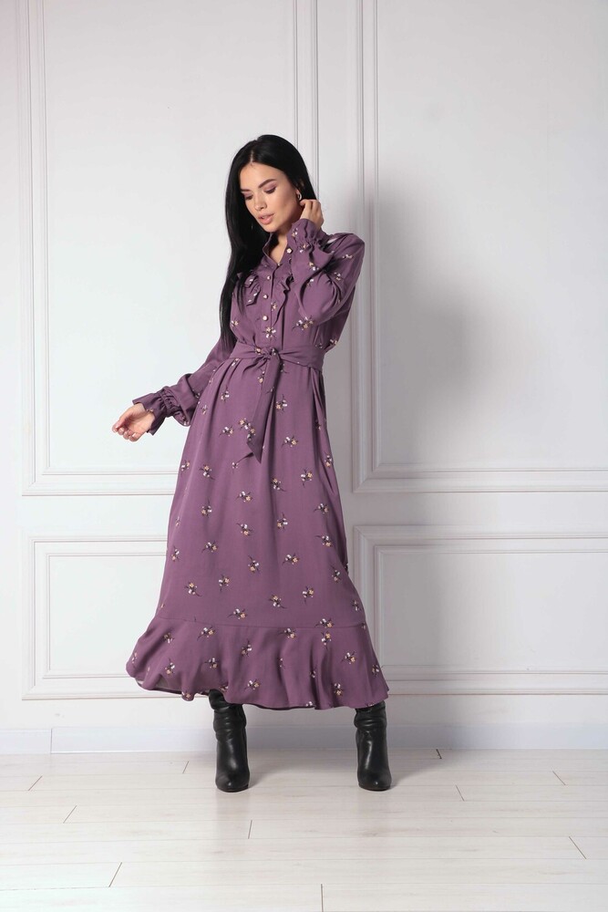 100% бавовна довга сукня xs-4xl колір фіолетовий фото №1