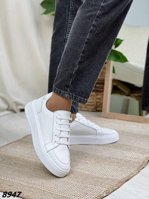 Жіночі білі шкіряні кеди, кросівки, натуральна шкіра, 36-40р