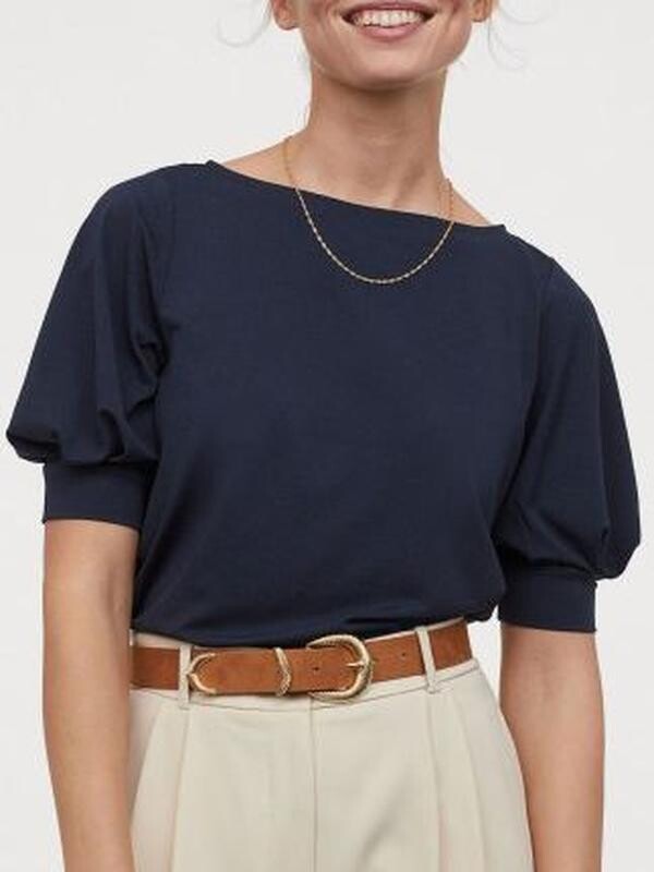 Шикарная блузка тёмно - синего цвета h&m made in myanmar, молниеносная отправка фото №1
