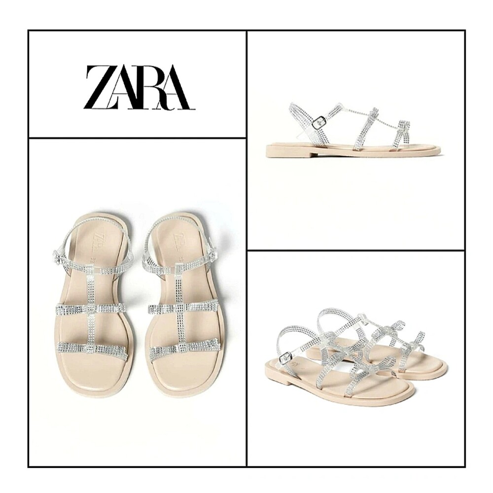 Босоніжки zara зі стразами з ремінцями прозорі сандалі жіночі босоножки сандалии женские со стразами фото №1
