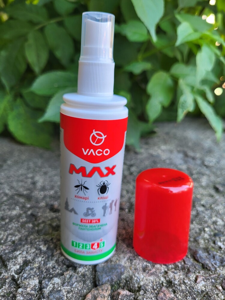 Спрей vaco от комаров, клещей и мошек max deet 30% с пантенолом 80мл фото №1
