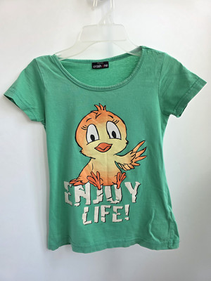 Зеленая футболка девочке Утенок хлопок Crash One Takko Германия