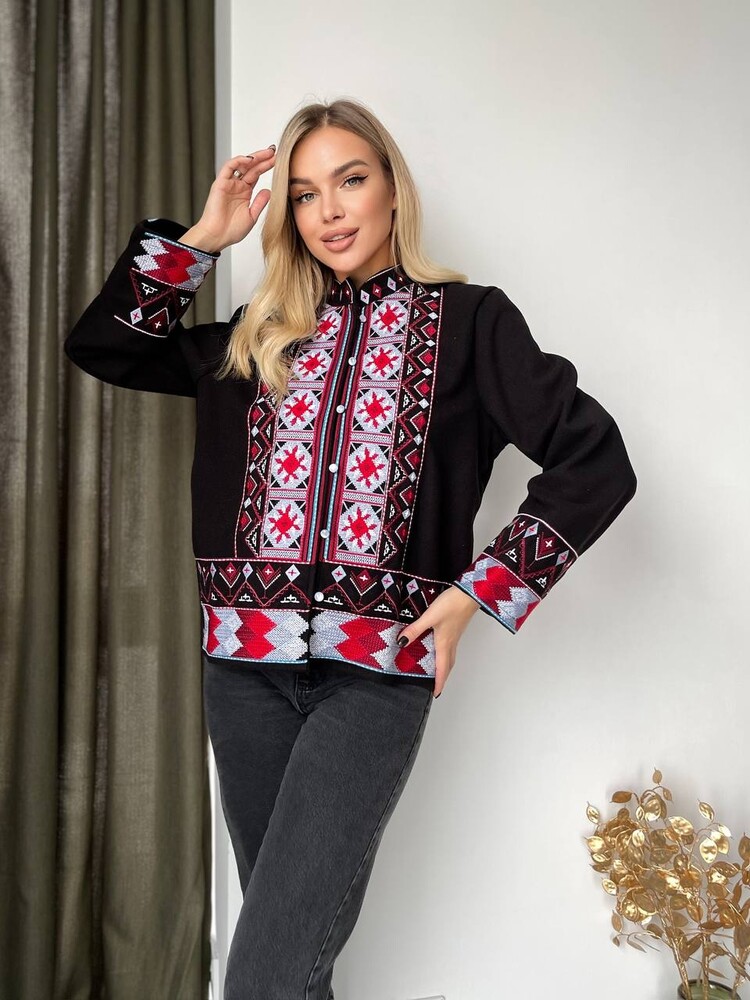 Новинка !!! жакет накидка із вишивкою. тканина схожа як кашемір фото №5