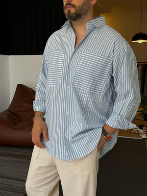 Чоловіча льняна сорочка-оверсайз, щільний італійський льон, 2 кольори