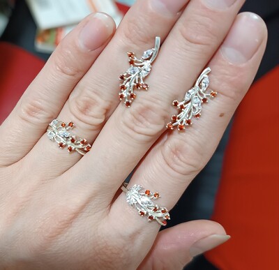 Шикарний срібний набір прикрас калина