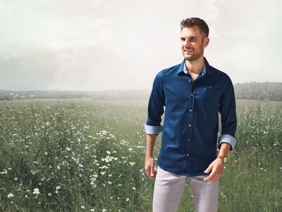 Якісна сорочка з бавовни та льону Livergy Німеччина, розмір М (39/40)